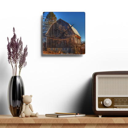 U R There Photography Newark Road Brown Beauty Rustic Farmhouse Acrylic Analog Wall Clock