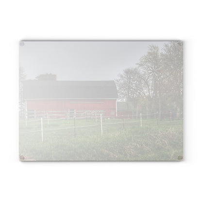 U R There Photography West Lake Road Farm and Filly II Rustic Farmhouse Tempered-Glass Cutting Board