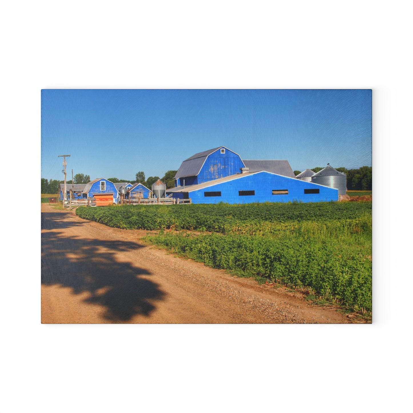 U R There Photography Kidder Road Blues II Rustic Farmhouse Tempered-Glass Cutting Board