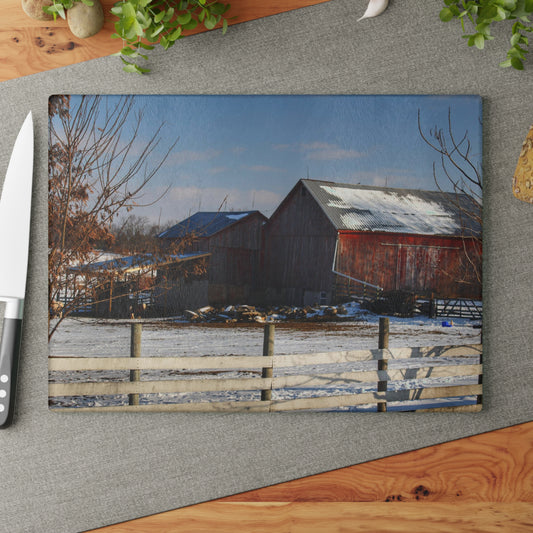 U R There Photography Attica Reds Rustic Farmhouse Tempered-Glass Cutting Board