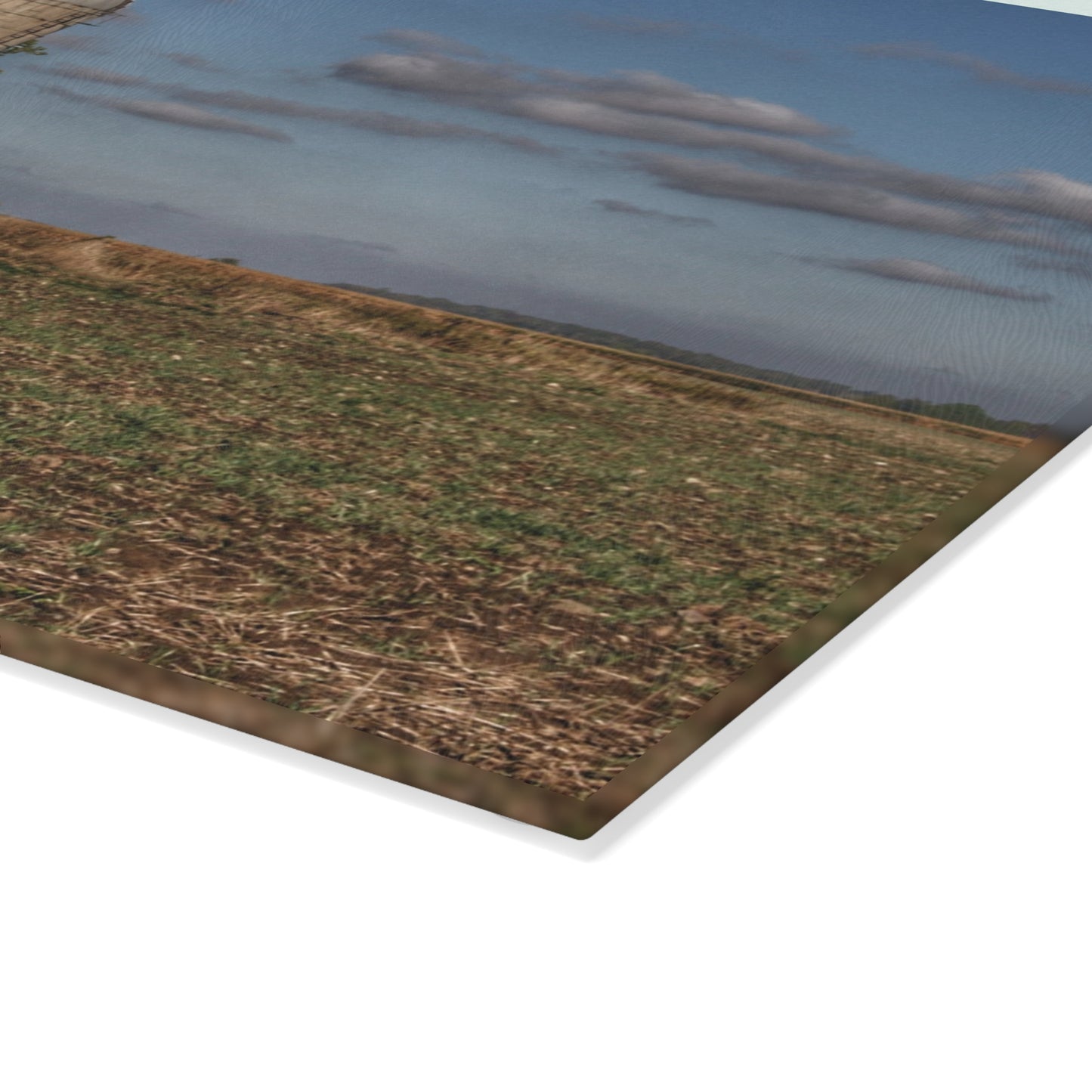 U R There Photography Sheridan Line Road Grey II Rustic Farmhouse Tempered-Glass Cutting Board