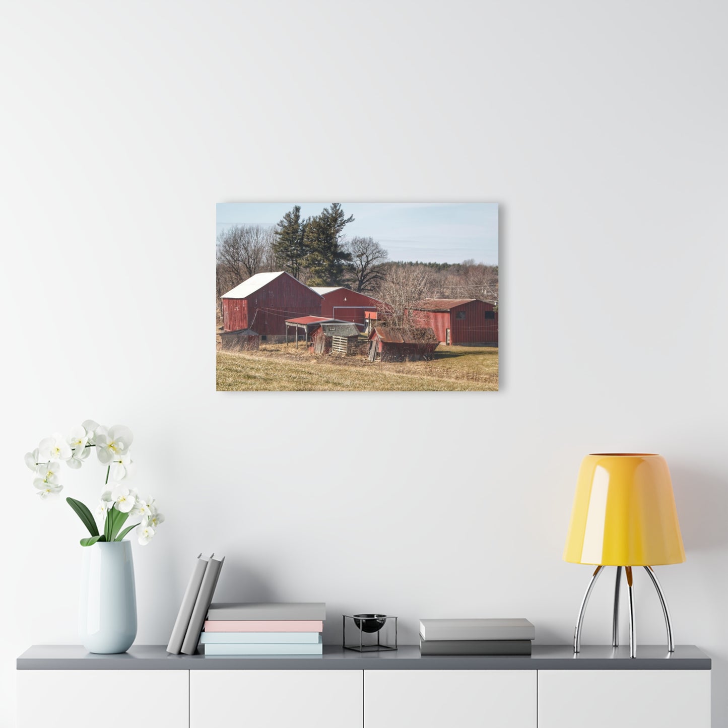 U R There Photography Bronson Lake Reds Rustic Farmhouse Acrylic Wall Print