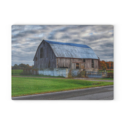 U R There Photography Marlette Road Haybarn Rustic Farmhouse Tempered-Glass Cutting Board