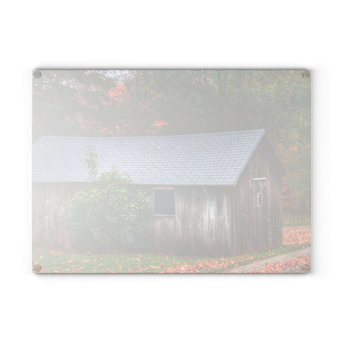 U R There Photography Grey Roadside Shack Rustic Farmhouse Tempered-Glass Cutting Board