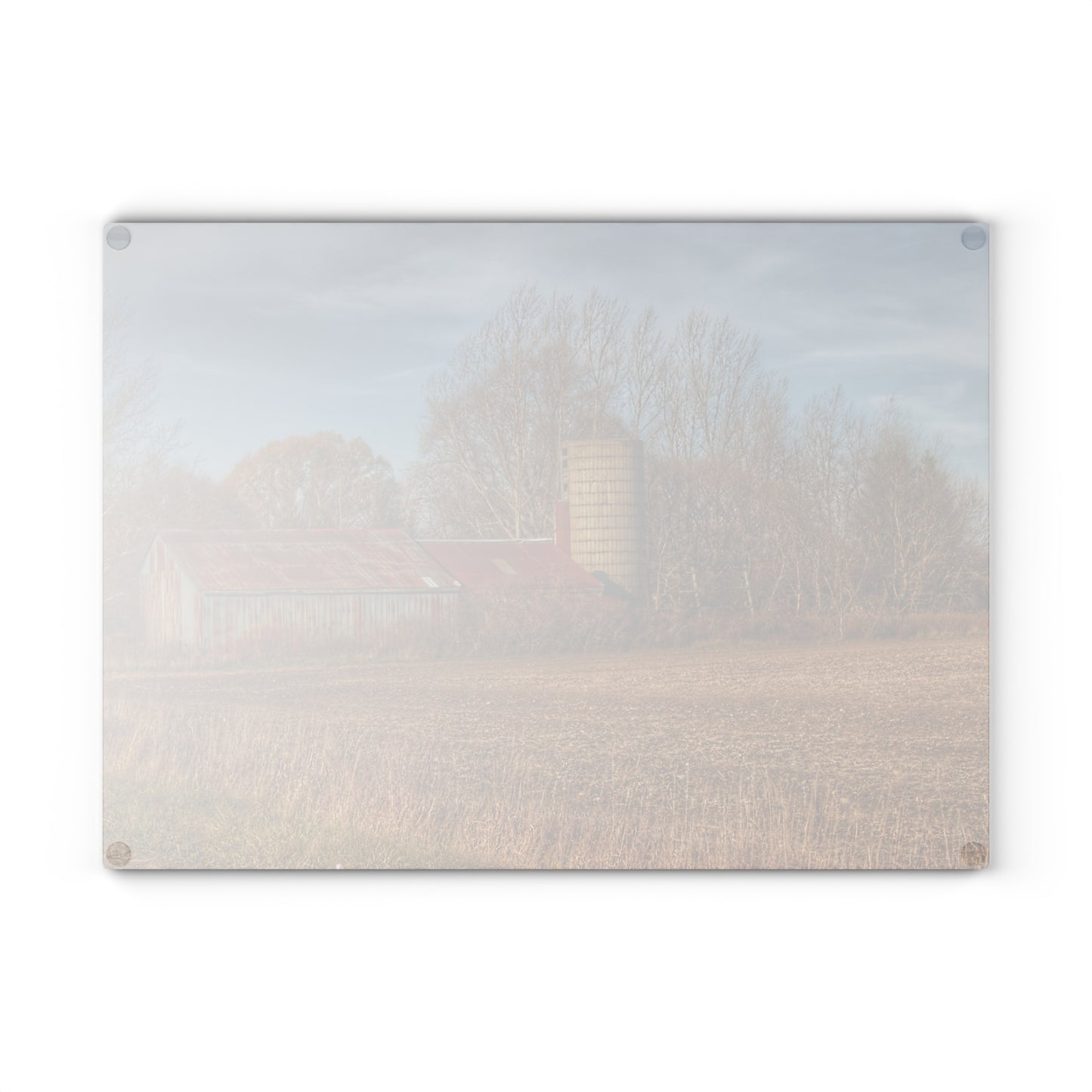 U R There Photography Brief Road Blue Rustic Farmhouse Tempered-Glass Cutting Board