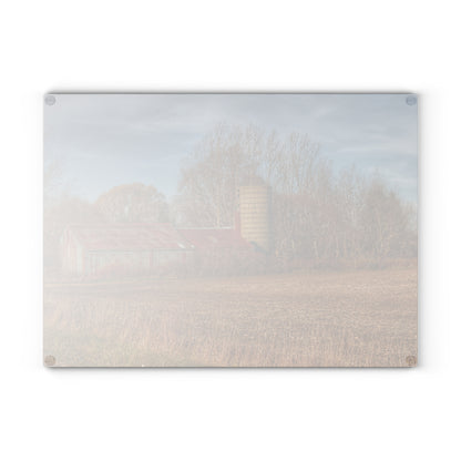 U R There Photography Brief Road Blue Rustic Farmhouse Tempered-Glass Cutting Board