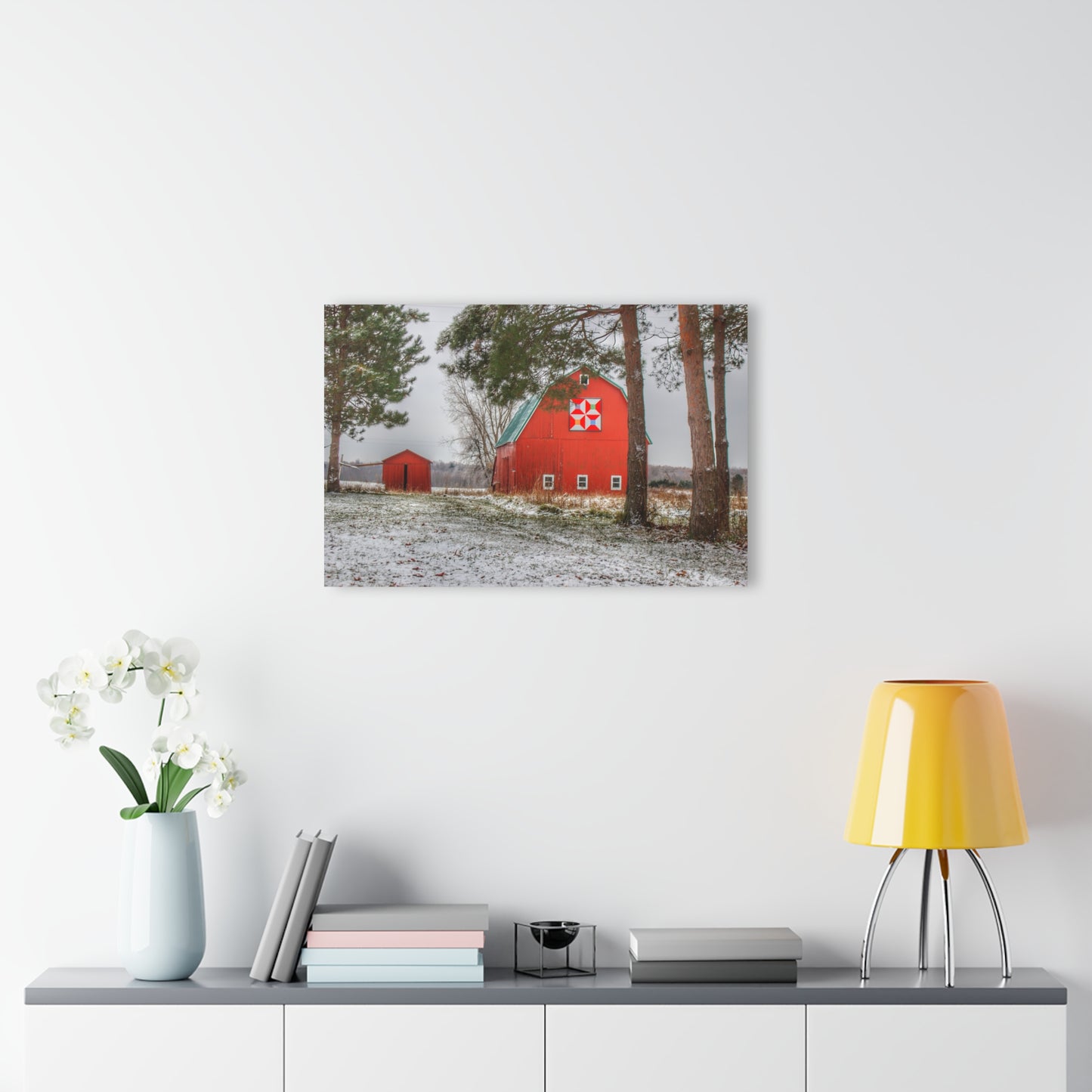 U R There Photography McKail Road Quilted Red Rustic Farmhouse Acrylic Wall Print