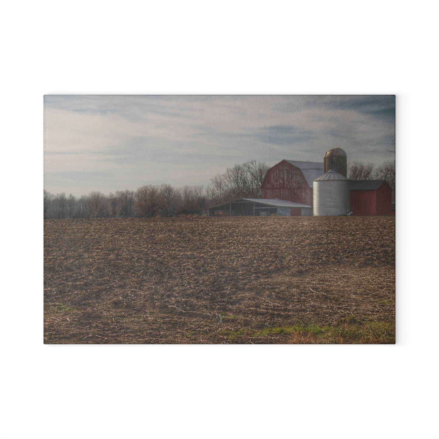 U R There Photography Cumber Road Red II Rustic Farmhouse Tempered-Glass Cutting Board