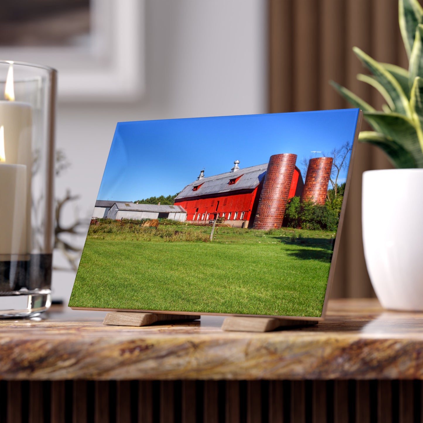 Baldwin Red II Rustic Farmhouse Decorative Ceramic Tile 6" × 8" Glossy