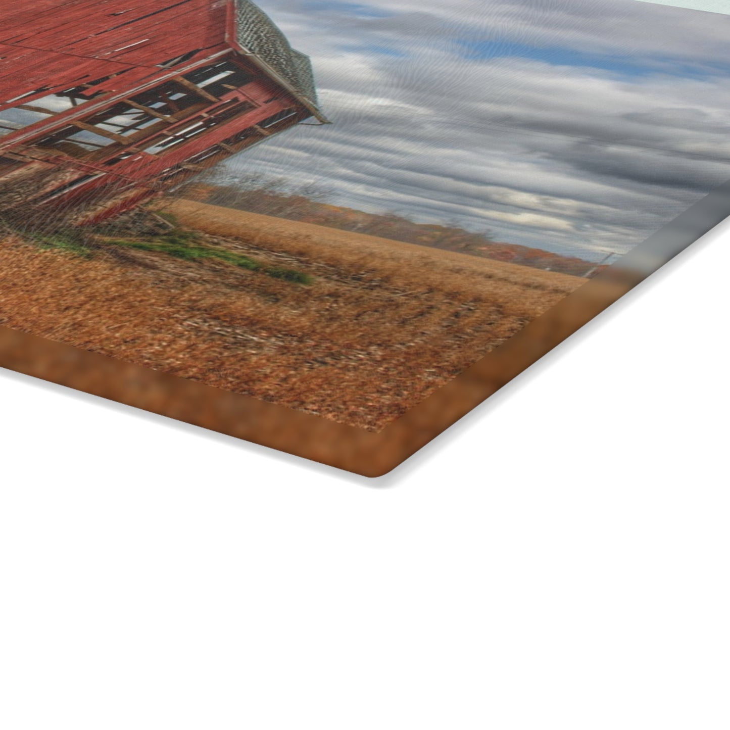 U R There Photography Laur Road Forgotten Red I Rustic Farmhouse Tempered-Glass Cutting Board