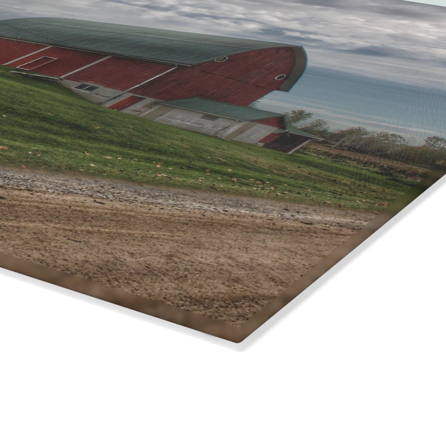 U R There Photography Elmwood Road Reds Rustic Farmhouse Tempered-Glass Cutting Board