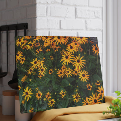 Barn Boutique Rustic Tempered-Glass Cutting Board| Black-Eyed Susans