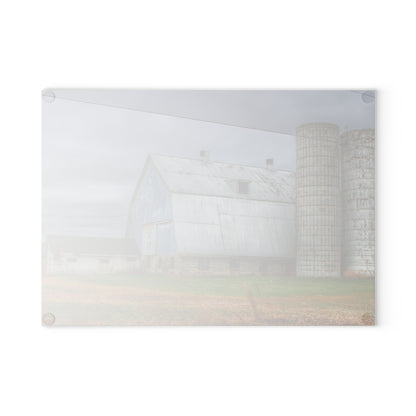 U R There Photography Daley Road Grey I Rustic Farmhouse Tempered-Glass Cutting Board