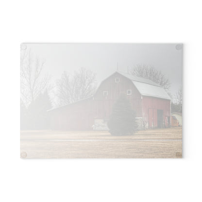 U R There Photography Daley Road Red I Rustic Farmhouse Tempered-Glass Cutting Board