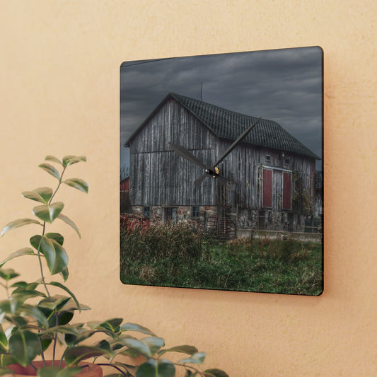 U R There Photography Swaffer Road Grey Rustic Farmhouse Acrylic Analog Wall Clock