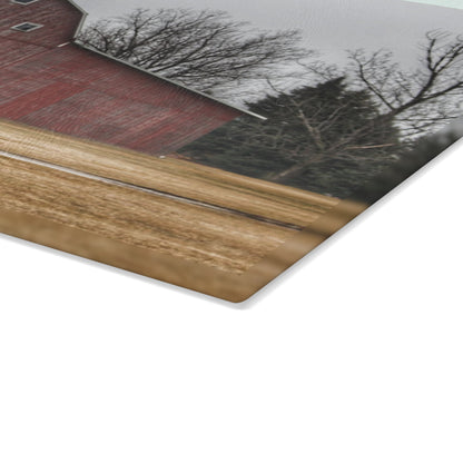 U R There Photography Daley Road Red I Rustic Farmhouse Tempered-Glass Cutting Board