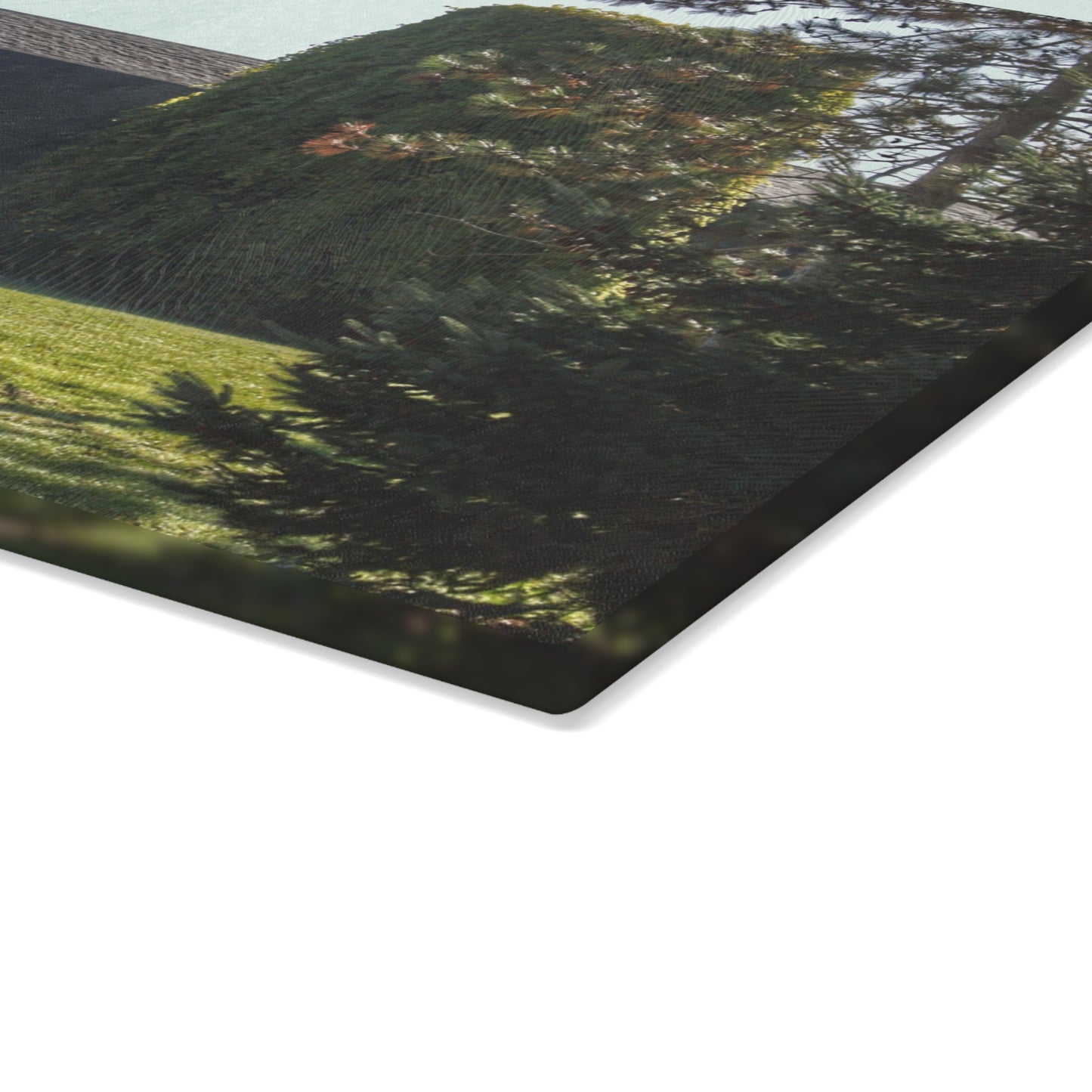 U R There Photography Five Lakes Road White Rustic Farmhouse Tempered-Glass Cutting Board