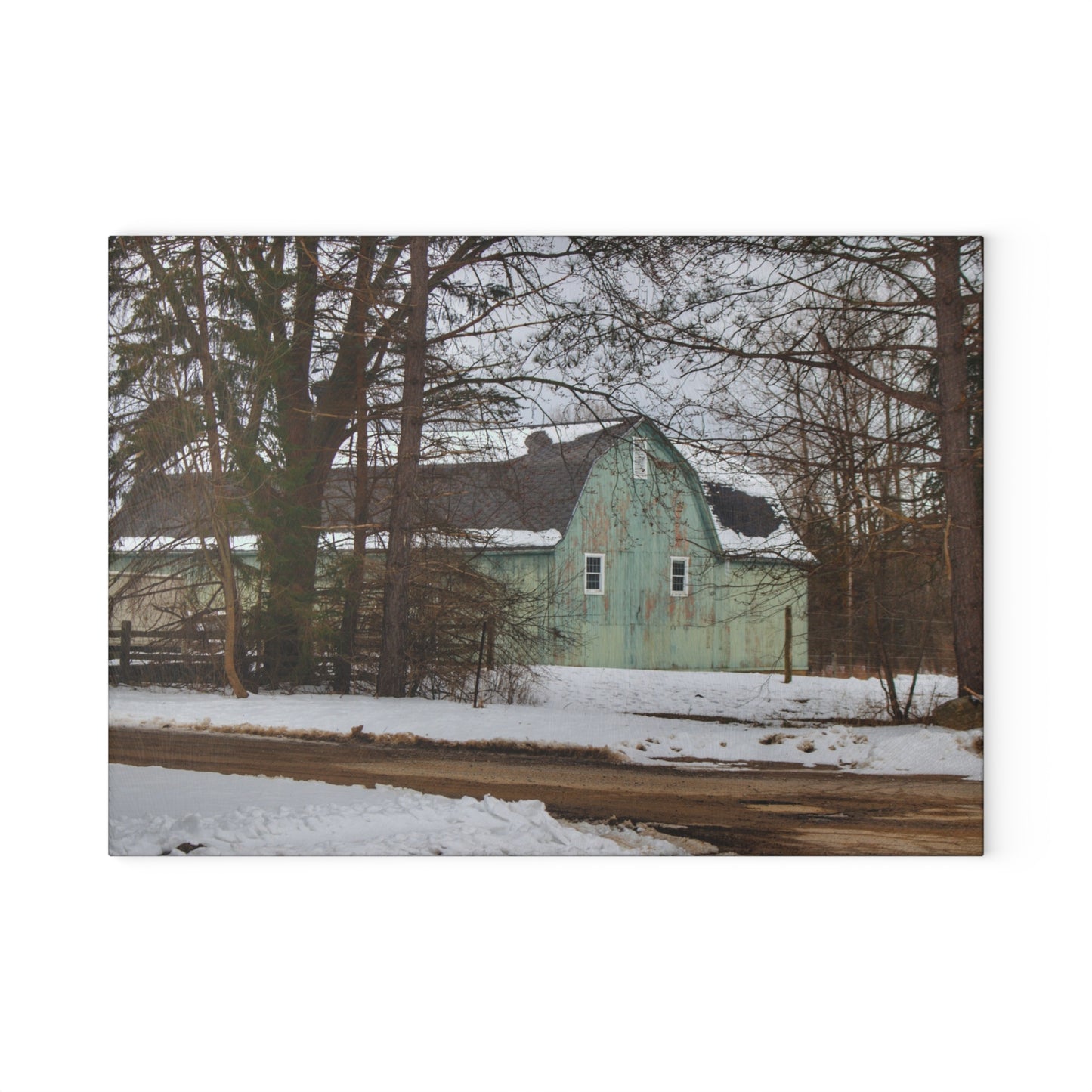 U R There Photography Hunters Creek Meadow Green Rustic Farmhouse Tempered-Glass Cutting Board
