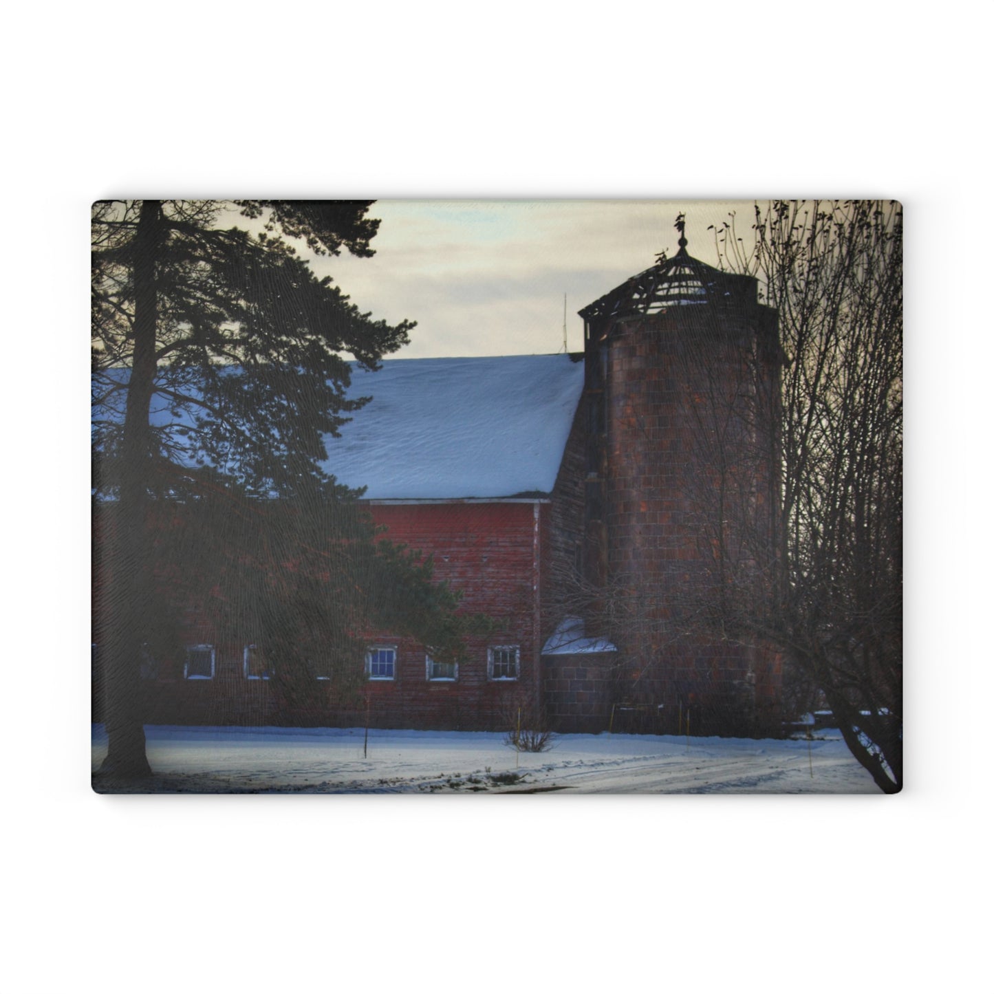 U R There Photography Ebeling Road Red Rustic Farmhouse Tempered-Glass Cutting Board