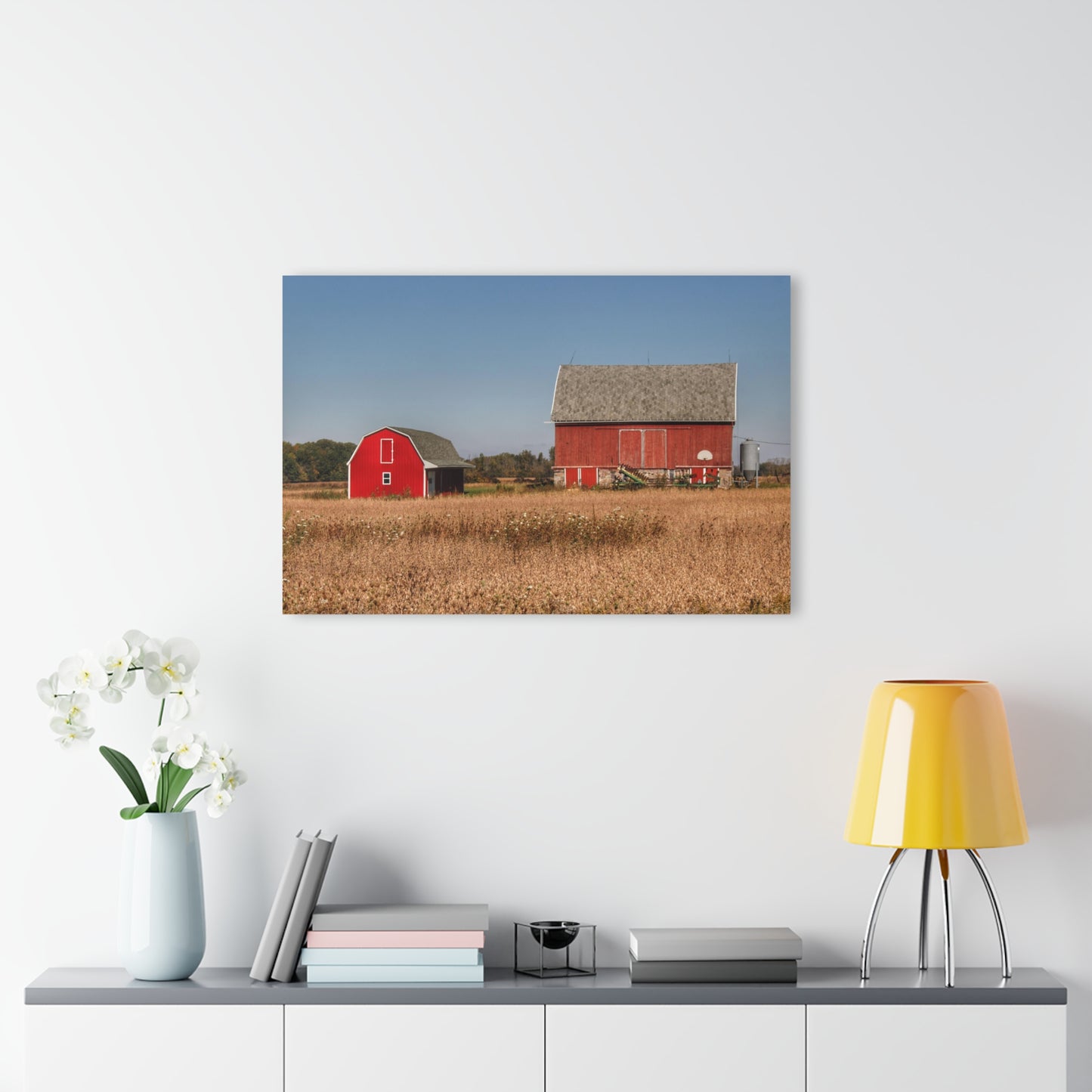 U R There Photography Brown City Wellman Line Road Reds Rustic Farmhouse Acrylic Wall Print
