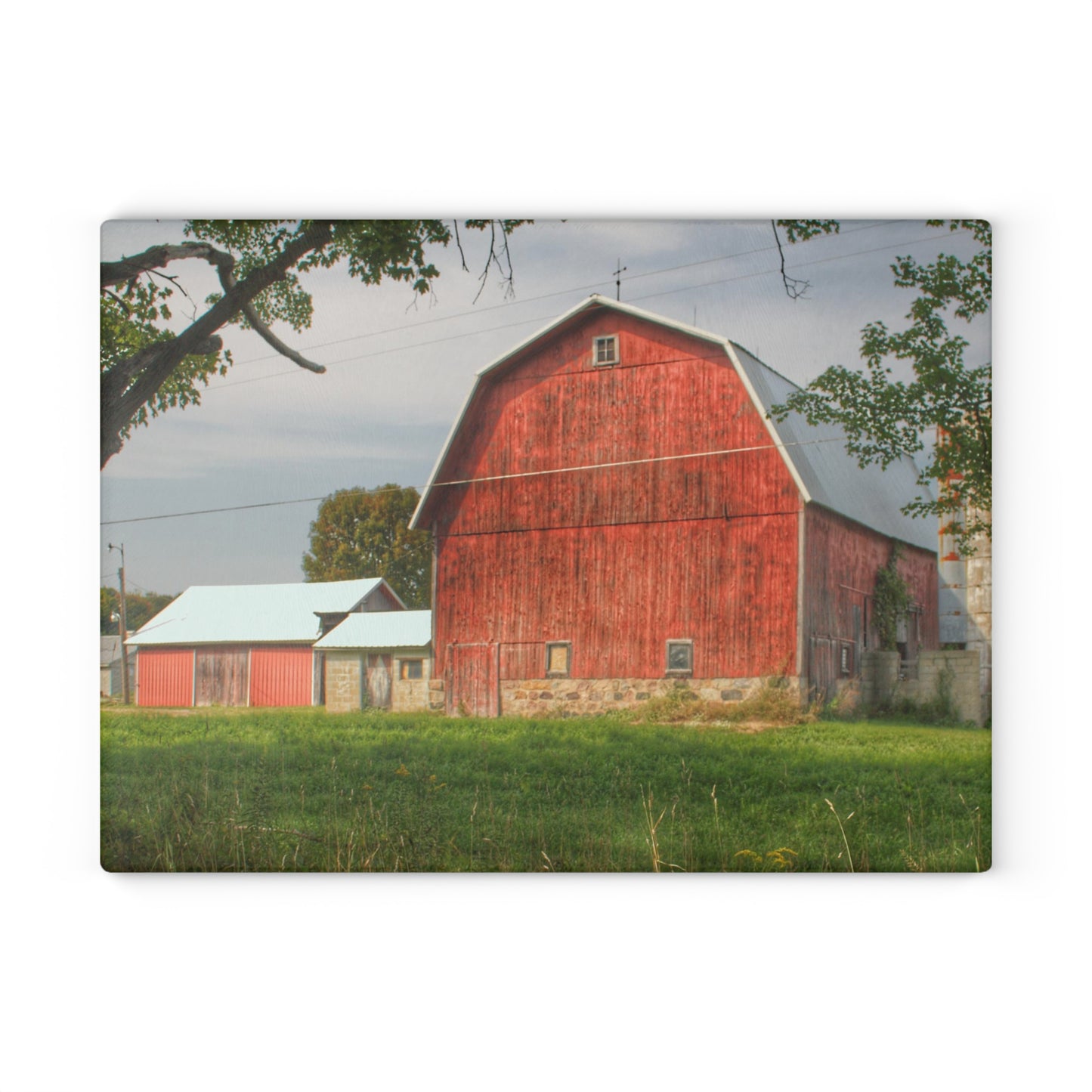 U R There Photography Crawford Road Red II Rustic Farmhouse Tempered-Glass Cutting Board