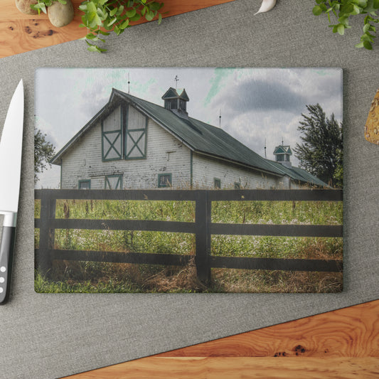 U R There Photography Sutton Road White Rustic Farmhouse Tempered-Glass Cutting Board