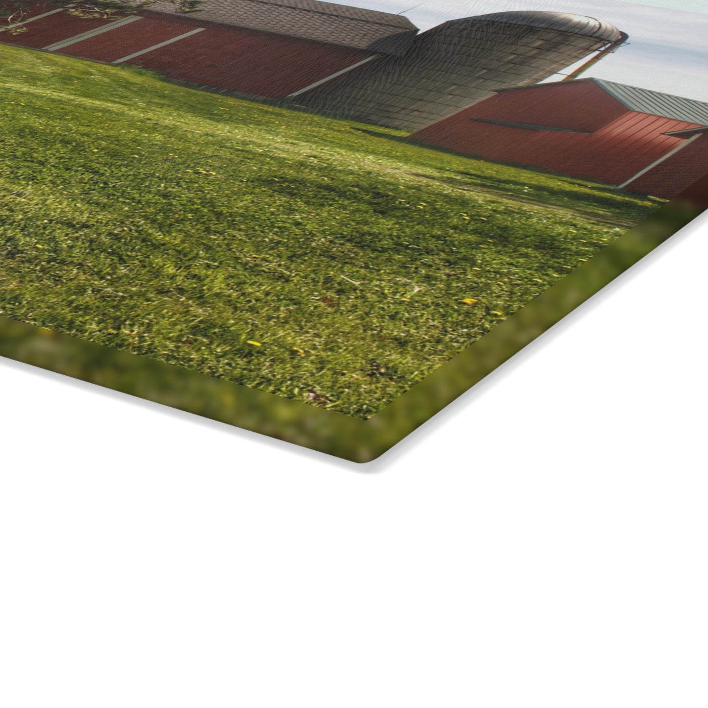 U R There Photography Maple Leaf Road Red Rustic Farmhouse Tempered-Glass Cutting Board