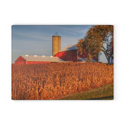 U R There Photography Lake Pleasant Reds I Rustic Farmhouse Tempered-Glass Cutting Board