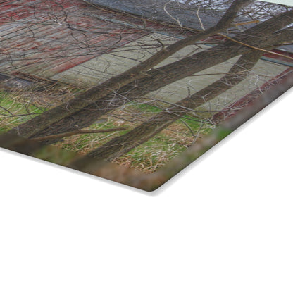 U R There Photography Lake George Red I Rustic Farmhouse Tempered-Glass Cutting Board