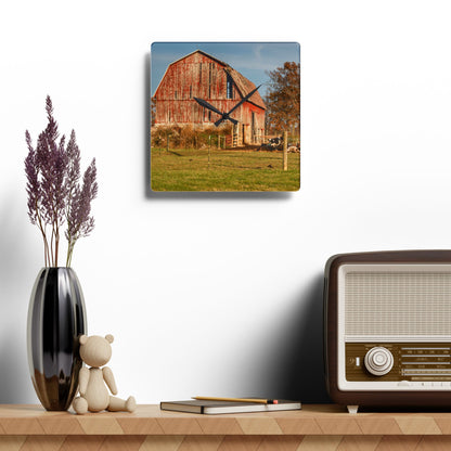 U R There Photography Marathon Road Red Rustic Farmhouse Acrylic Analog Wall Clock