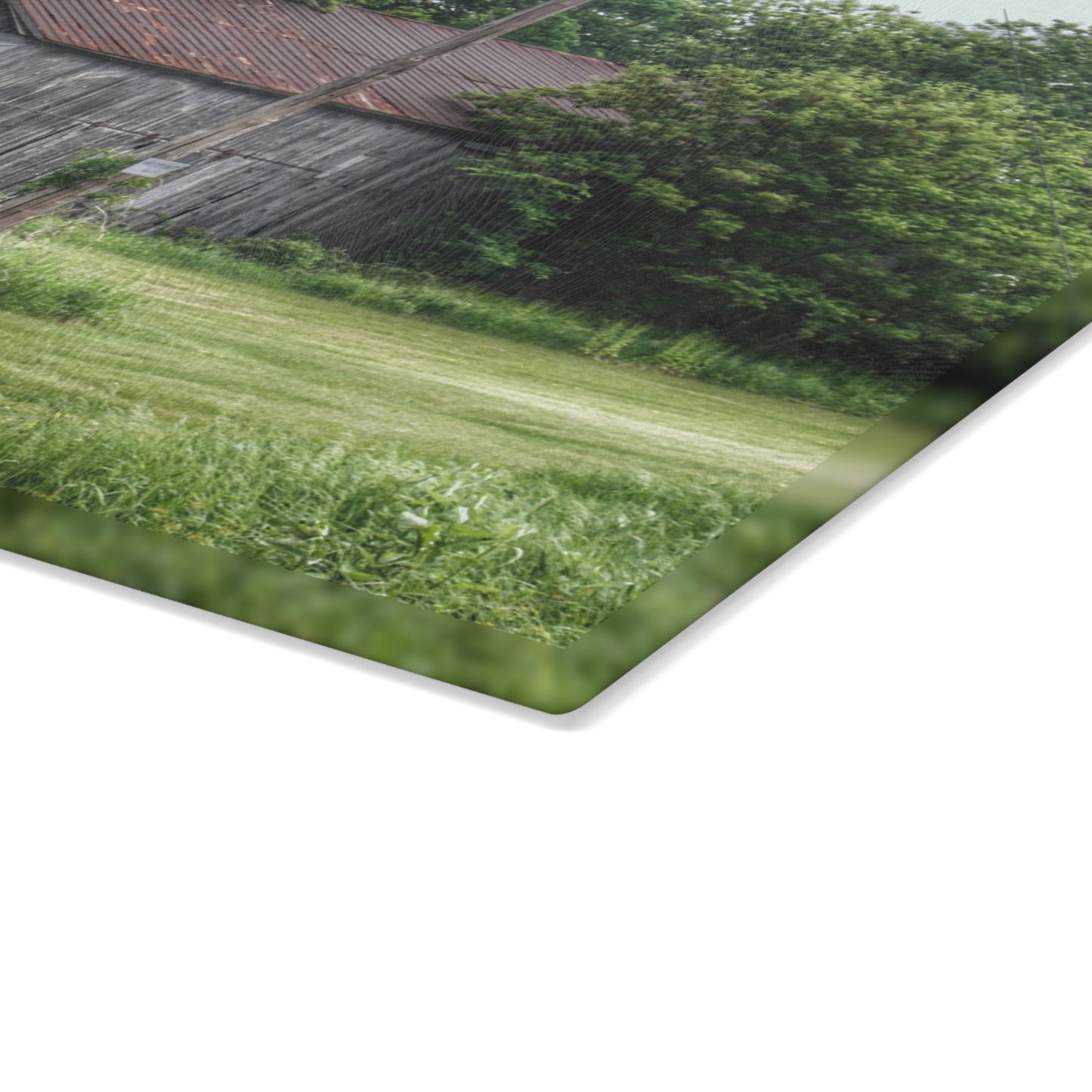 U R There Photography Frankenmuth Grey Saltbox Rustic Farmhouse Tempered-Glass Cutting Board