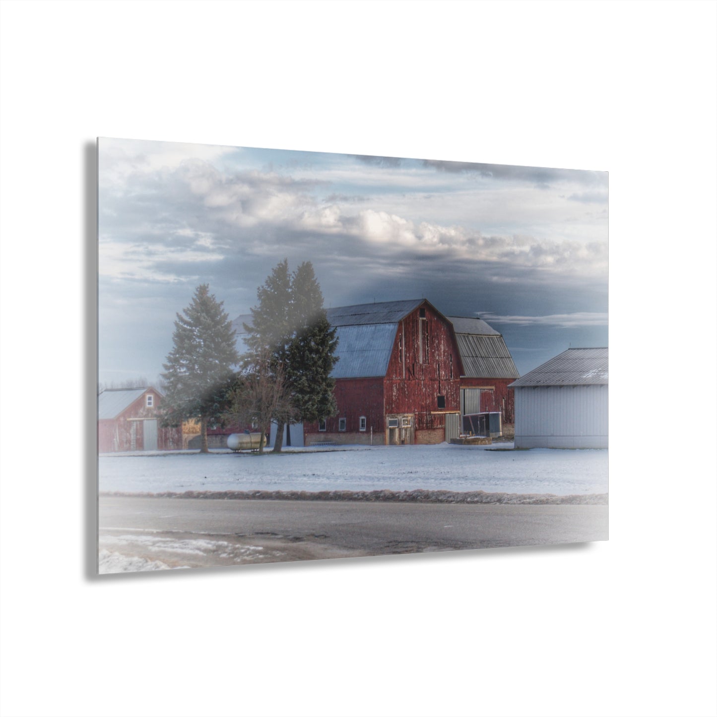 U R There Photography Glover Road Red Rustic Farmhouse Acrylic Wall Print
