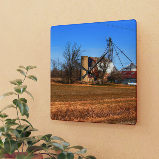 U R There Photography North Cemetery Roads Forgotten Grey Rustic Farmhouse Acrylic Analog Wall Clock