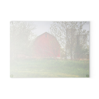 U R There Photography Castle Corner Red I Rustic Farmhouse Tempered-Glass Cutting Board