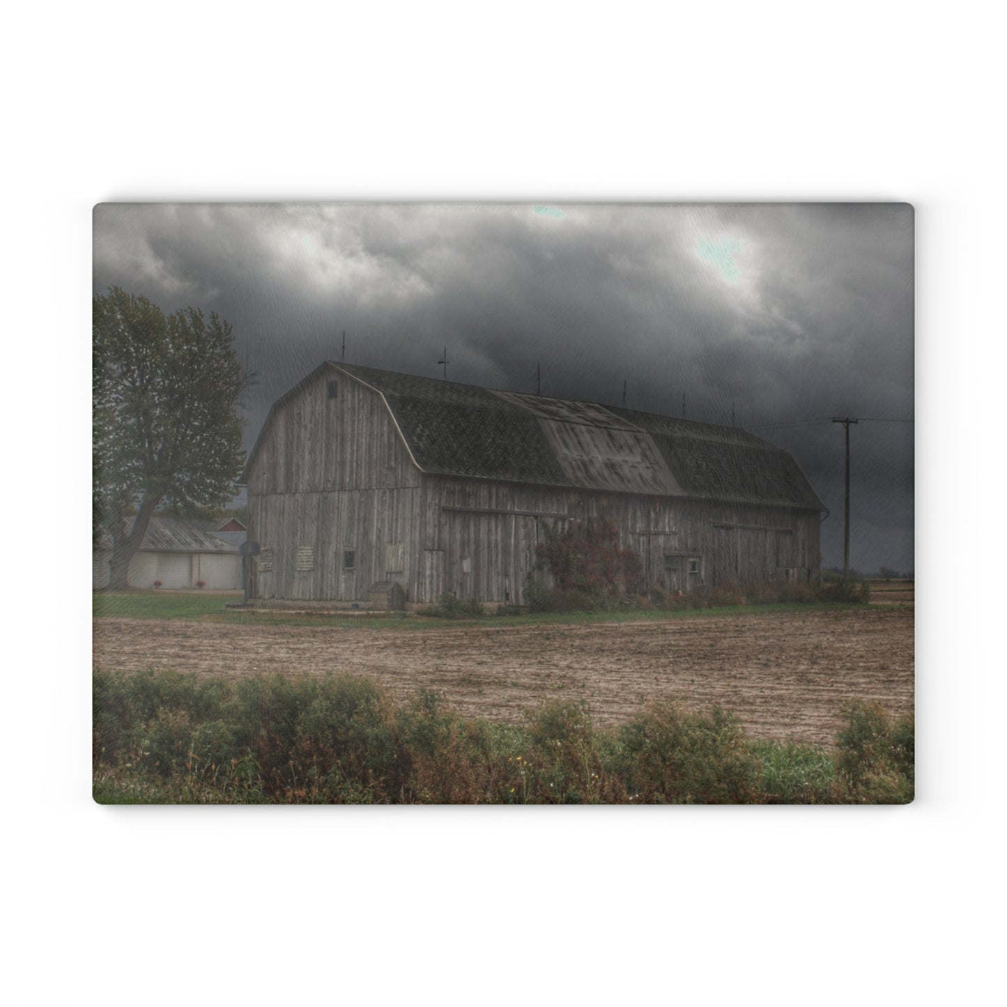 U R There Photography Waterman Road Grey II Rustic Farmhouse Tempered-Glass Cutting Board 8 "x 11"