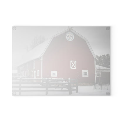 U R There Photography Barns of Barber Road III Rustic Farmhouse Tempered-Glass Cutting Board