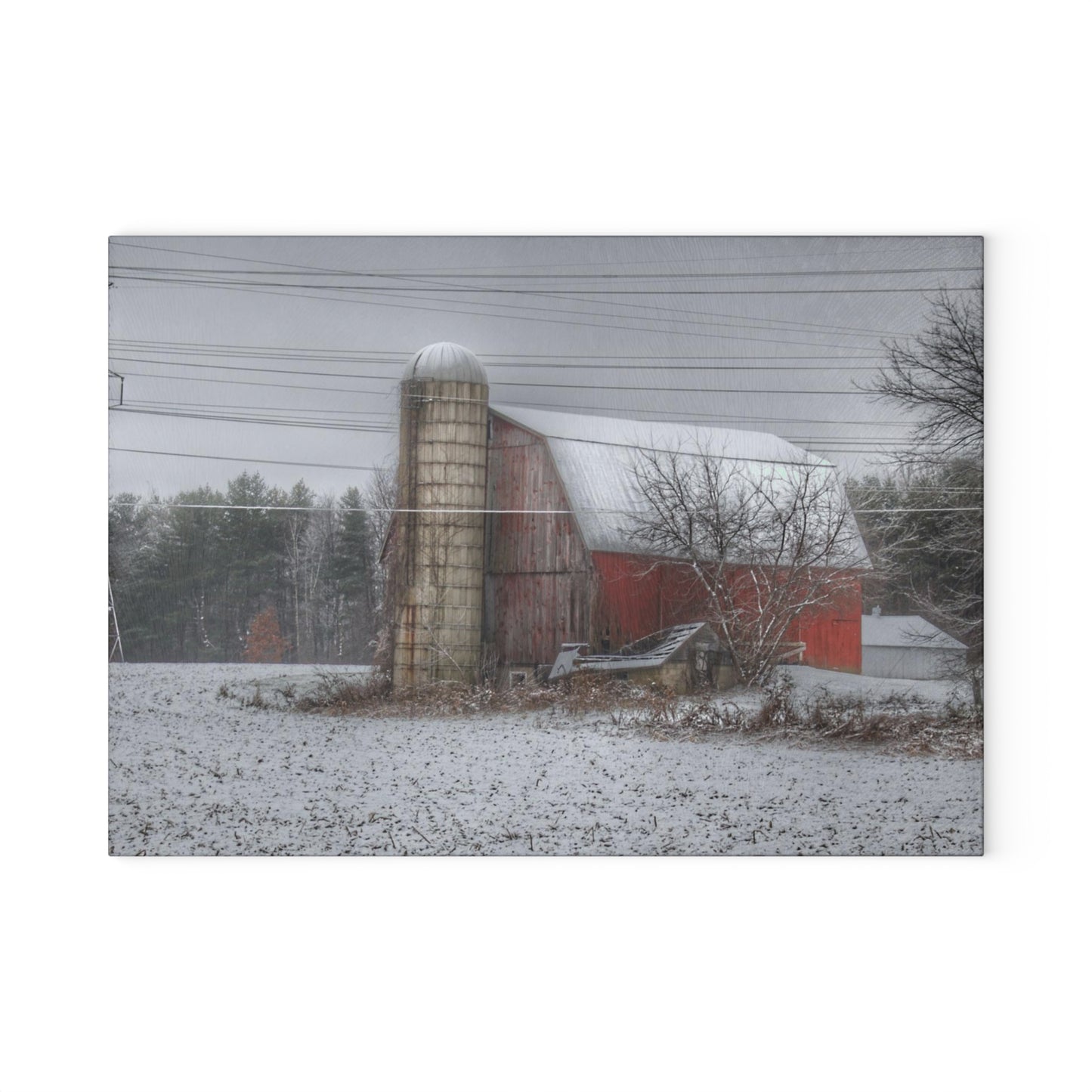 U R There Photography Arbela Road Red Rustic Farmhouse Tempered-Glass Cutting Board