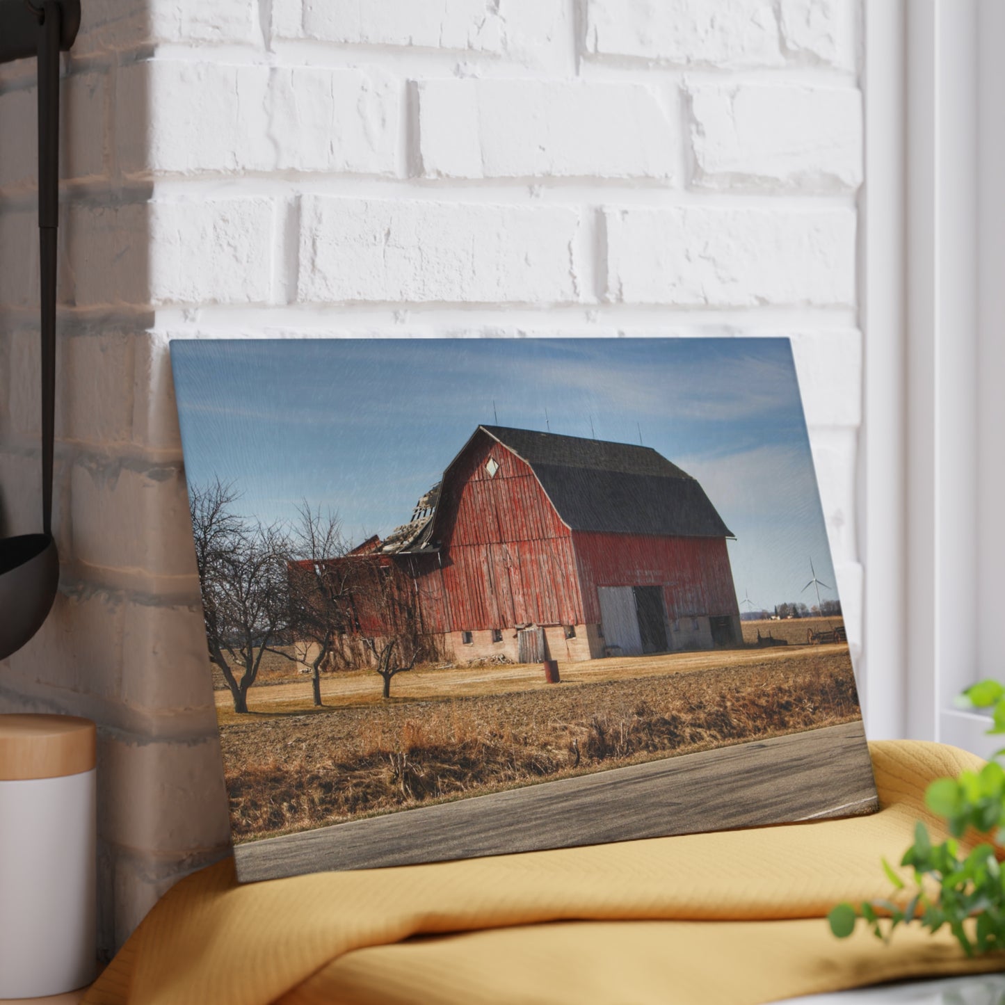 U R There Photography Elmwood Forgotten Apple Red Rustic Farmhouse Tempered-Glass Cutting Board