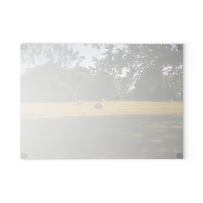 U R There Photography Summer Haybales I Rustic Farmhouse Tempered-Glass Cutting Board