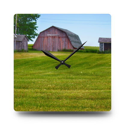 U R There Photography Cass City Elmwood Greys Rustic Farmhouse Acrylic Analog Wall Clock