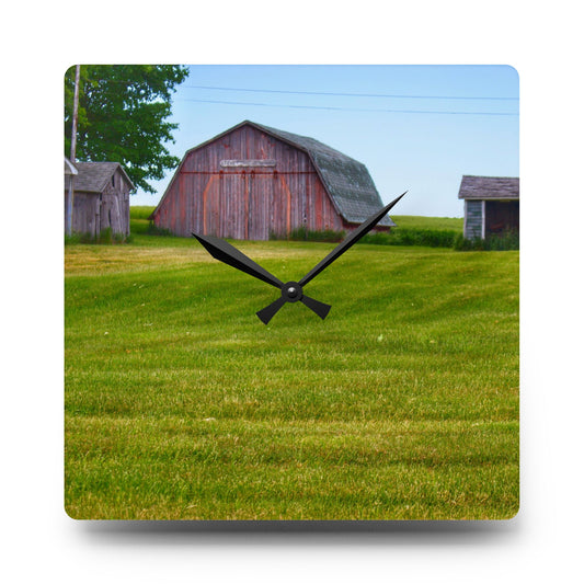 Cass City Elmwood Greys Rustic Farmhouse Acrylic Analog Wall Clock 10.75'' × 10.75'' (Square)