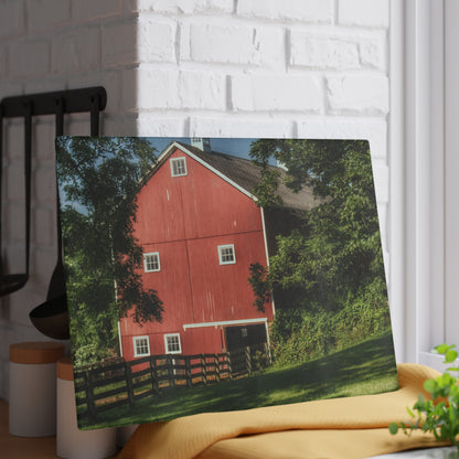 U R There Photography Oxford Red Rustic Farmhouse Tempered-Glass Cutting Board