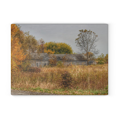 U R There Photography Hill Road Roadside Greys Rustic Farmhouse Tempered-Glass Cutting Board