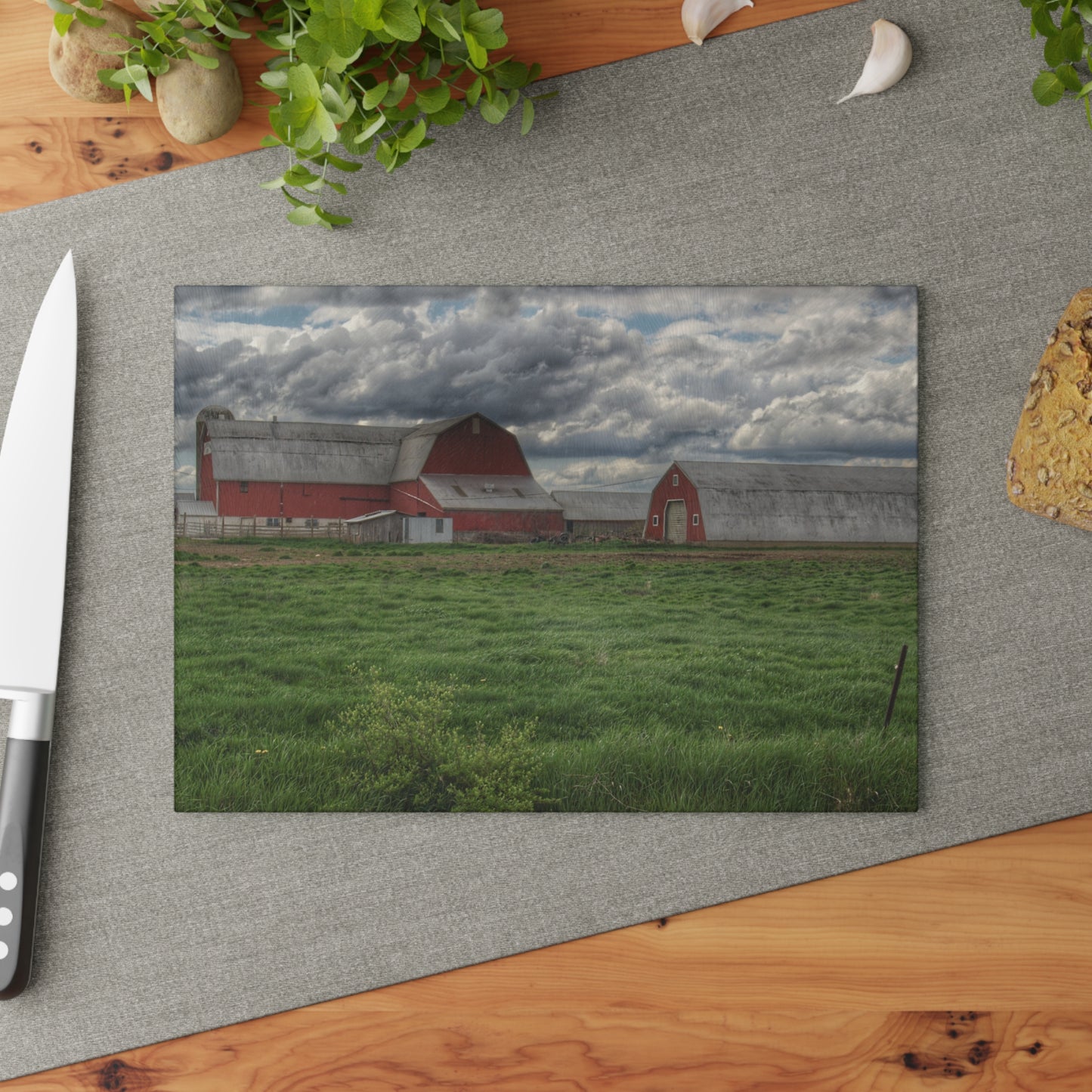 U R There Photography Northern Sandusky Reds Rustic Farmhouse Tempered-Glass Cutting Board