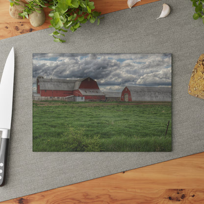U R There Photography Northern Sandusky Reds Rustic Farmhouse Tempered-Glass Cutting Board