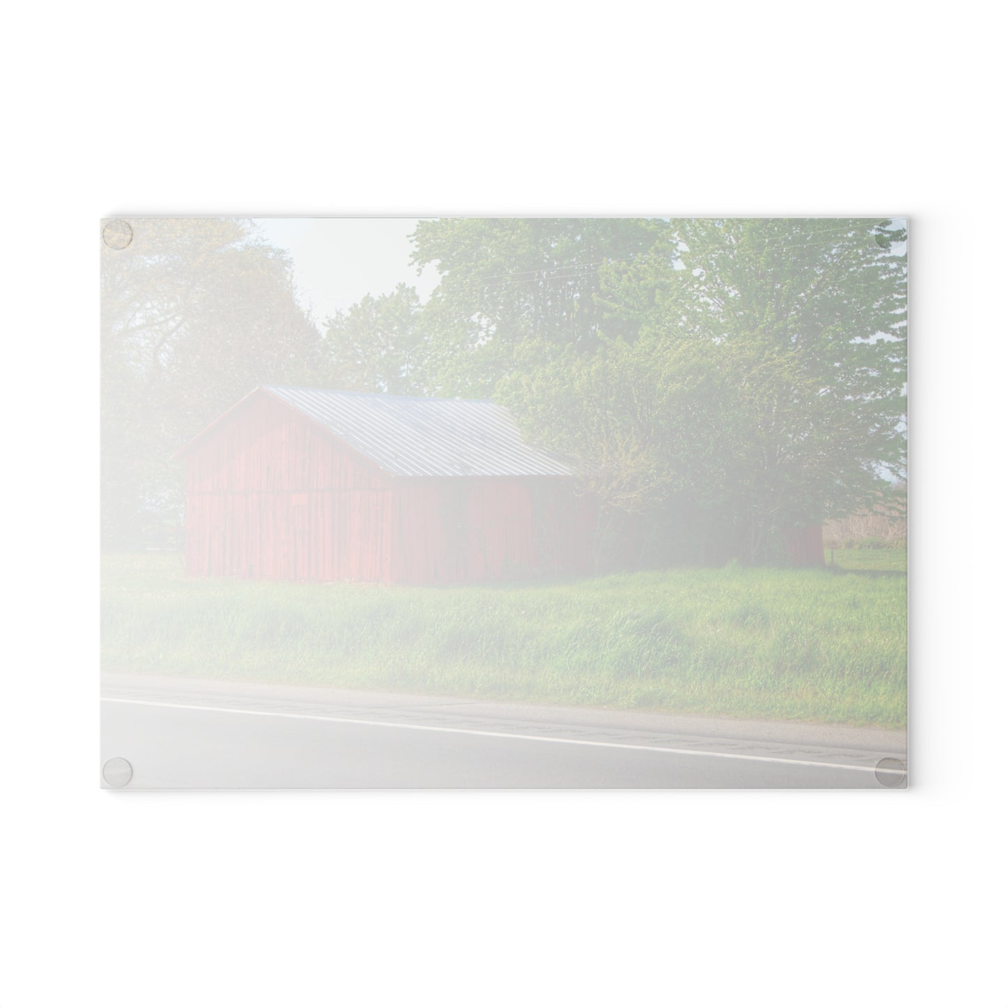 U R There Photography M-25 Little Red Rustic Farmhouse Tempered-Glass Cutting Board