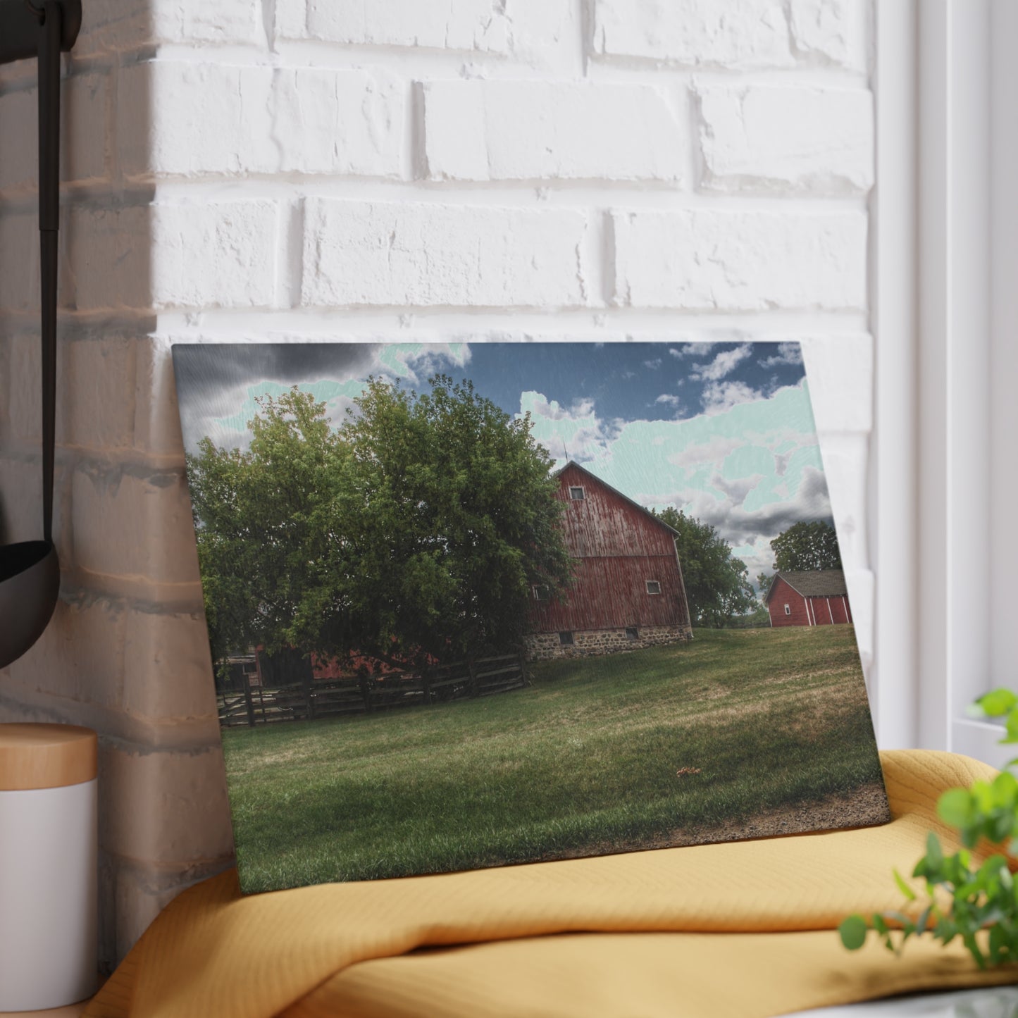 U R There Photography Five Lakes Red I Rustic Farmhouse Tempered-Glass Cutting Board