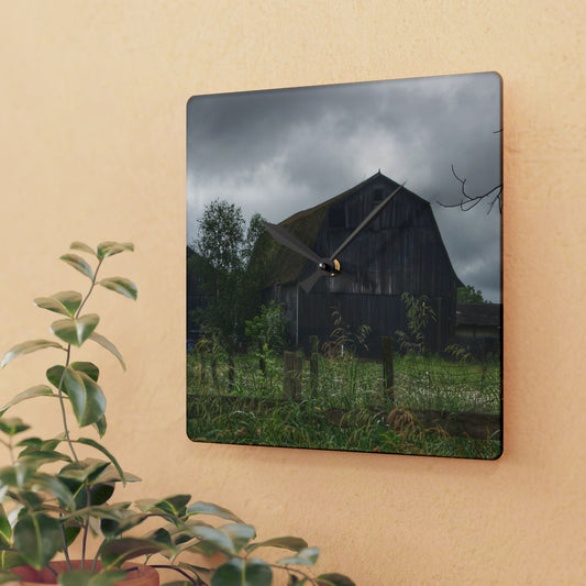 U R There Photography Greys of Summer Road Rustic Farmhouse Acrylic Analog Wall Clock