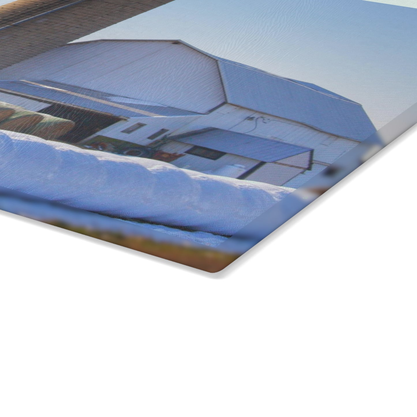 U R There Photography Bowers Road White in Winter Rustic Farmhouse Tempered-Glass Cutting Board