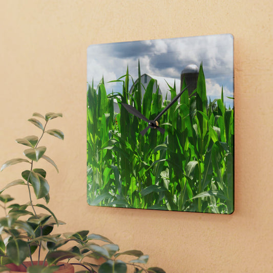 U R There Photography Beyond the Corn in Millington Rustic Farmhouse Acrylic Analog Wall Clock